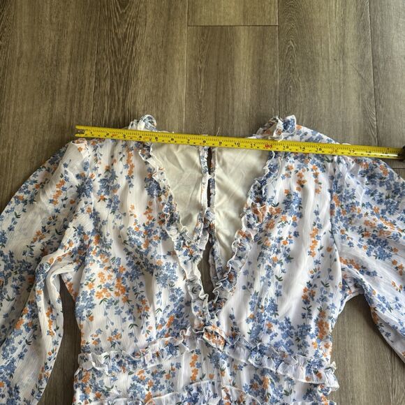 Summer Dress Size Large Boho Deep V Back Chicwish Floral Open Back Ruffle - Picture 14 of 14